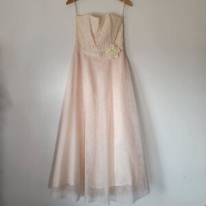 Scott McClintock Vintage Strapless Lace & Tulle Gown – Size 8 Blush/Peach Sweeth